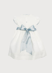 Ivory Hand Smocked Occasion Dress with Blue Details (6mths-8yrs) Dresses from Pepa London US