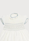 Ivory Hand Smocked Occasion Dress with Blue Details (12mths-8yrs) Dresses  from Pepa London US