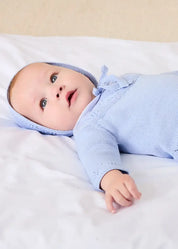 Diamond Openwork Three Piece Knitted Set in Light Blue (1-9mths) Knitwear from Pepa London US