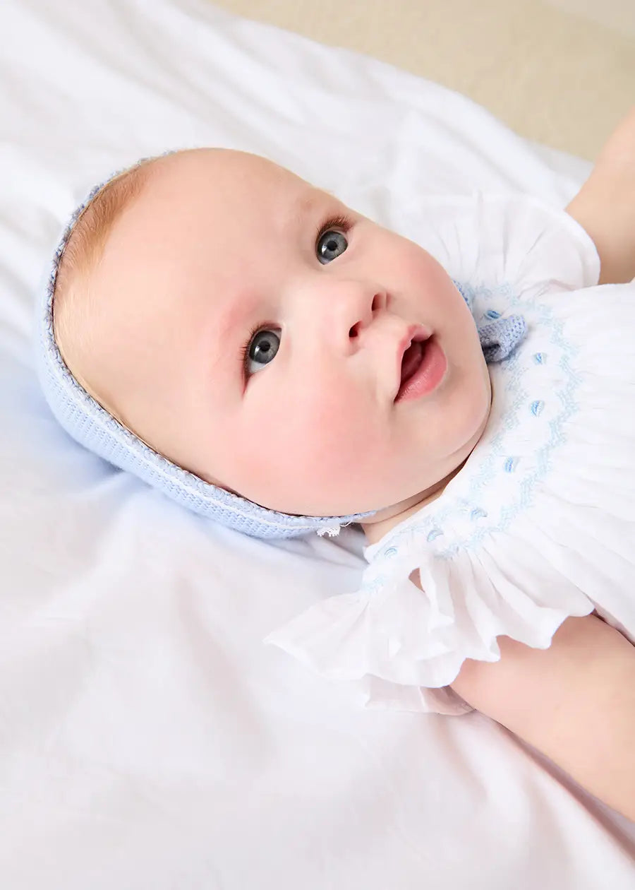 Hand Smocked Romper in Blue (3-18mths) Rompers from Pepa London US