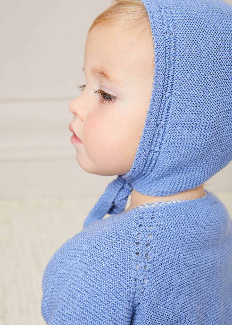 Openwork Knitted Bonnet in Blue (S-L) KNITTED ACCESSORIES from Pepa London US