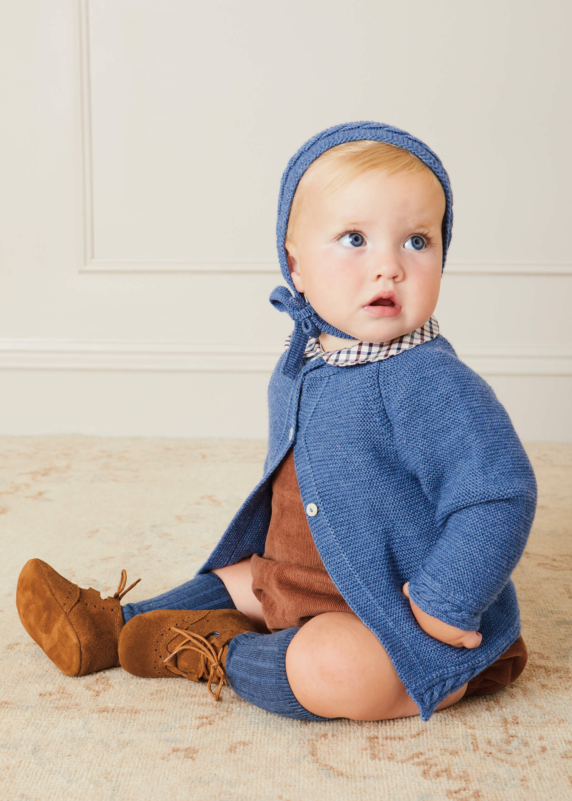Cable Detail Cardigan In French Blue (6mths-3yrs) KNITWEAR from Pepa London US