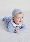 Gentle Openwork Peter Pan Collar 3 Piece Knitted Set in Blue (0-6mths) Knitted Sets from Pepa London US