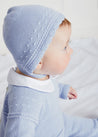 Gentle Openwork Peter Pan Collar 3 Piece Knitted Set in Blue (0-6mths) Knitted Sets from Pepa London US