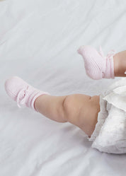 Light Knitted Cotton Baby Booties in Pink Knitwear  from Pepa London US