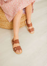 Leather Buckle Detail Sandals in Camel (24-34EU) Shoes  from Pepa London US