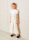 Frilly Neck Pleated Short Sleeve Blouse in White (18mths-10yrs) Blouses  from Pepa London US