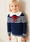 Striped Mariner Collar Jumper in Navy (12mths-10yrs) Knitwear from Pepa London US