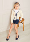 Cable Knit Mariner Cardigan in Beige (4-10yrs) Knitwear  from Pepa London US