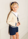 Cable Knit Mariner Cardigan in Beige (4-10yrs) Knitwear  from Pepa London US