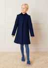 Single Breasted Scallop Detail Coat In Navy (12mths-10yrs) COATS from Pepa London US