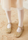 Glittery Mary Jane Shoes in Gold (24-34EU) SHOES  from Pepa London US