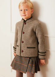 Austrian Single Breasted Contrast Trim Jacket in Brown (18mths-10yrs) Coats from Pepa London