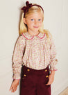 Corduroy Wide Leg Gold Button Trousers in Burgundy (4-10yrs) Trousers  from Pepa London US