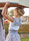 Poppy Floral Print Bib Collar Sleeveless Top in Red (2-10yrs) Tops & Bodysuits from Pepa London US