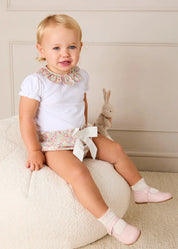 Adelaide Floral Bow Detail Bloomers in Pink (1mth-2yrs) Bloomers from Pepa London US