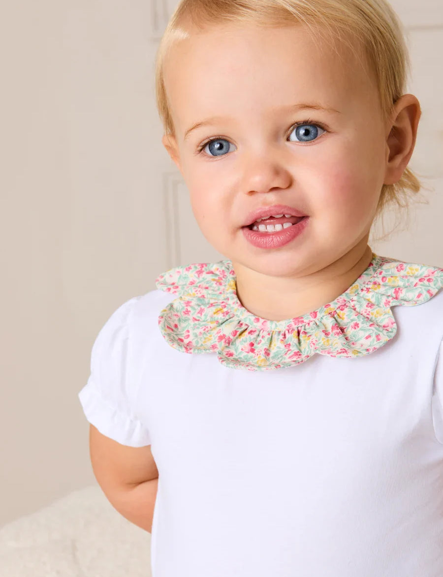 Adelaide Floral Petal Collar Bodysuit in Pink (1mth-2yrs) TOPS & BODYSUITS from Pepa London US