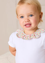 Adelaide Floral Petal Collar Bodysuit in Pink (1mth-2yrs) Tops & Bodysuits from Pepa London US