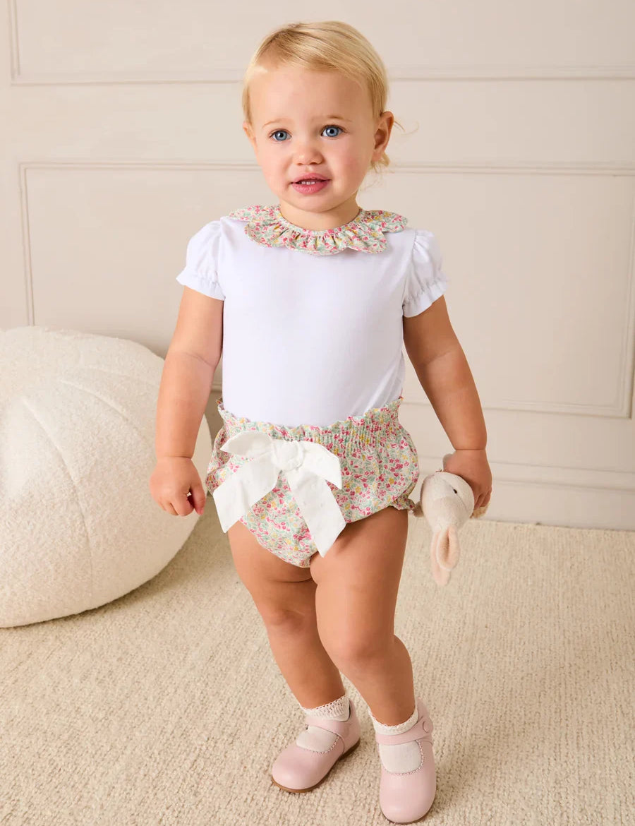 Adelaide Floral Bow Detail Bloomers in Pink (1mth-2yrs) BLOOMERS from Pepa London US