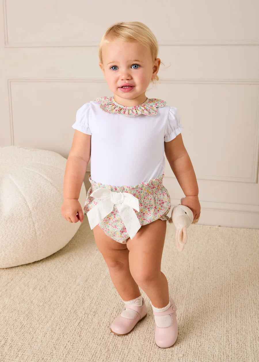 Adelaide Floral Petal Collar Bodysuit in Pink (1mth-2yrs) Tops & Bodysuits from Pepa London US