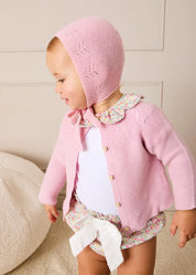 Openwork Cotton Knitted Bonnet in Pink (S-L)