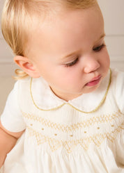 The White Hand Smocked Baby Girl Romper Look Look from Pepa London US