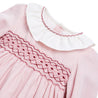 Hand Smocked Long Sleeve Romper in Pink (6mths-2yrs) Rompers  from Pepa London US