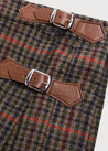 Checked Tweed Pleated Leather Buckled Kilt in Brown (2-10yrs) Skirts  from Pepa London