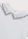 Embroidered Polo Collar Bodysuit in White (0mths-3yrs) Tops & Bodysuits from Pepa London US
