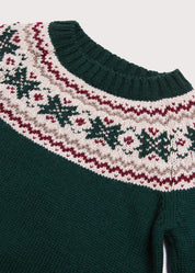 Classic Fair Isle Merino Wool Jumper in Green (12mths-10yrs) Knitwear from Pepa London US