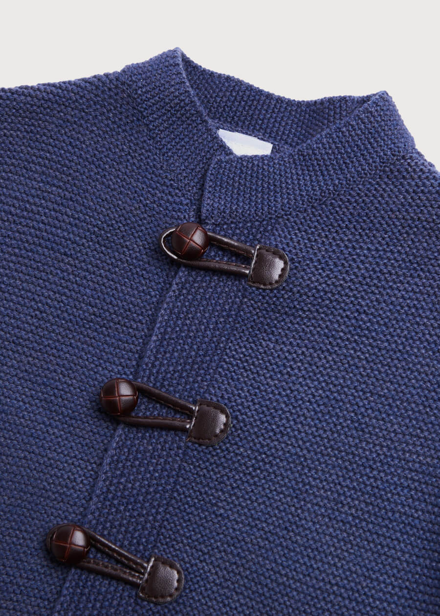 Toggle Fastening Knitted Cardigan in Blue (12mths-10yrs) Knitwear from Pepa London US