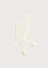 Ribbed Knitted Knee Socks in Cream (0mths-10yrs) Socks from Pepa London US