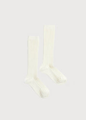 Ribbed Knitted Knee Socks in Cream (0mths-10yrs) Socks from Pepa London US
