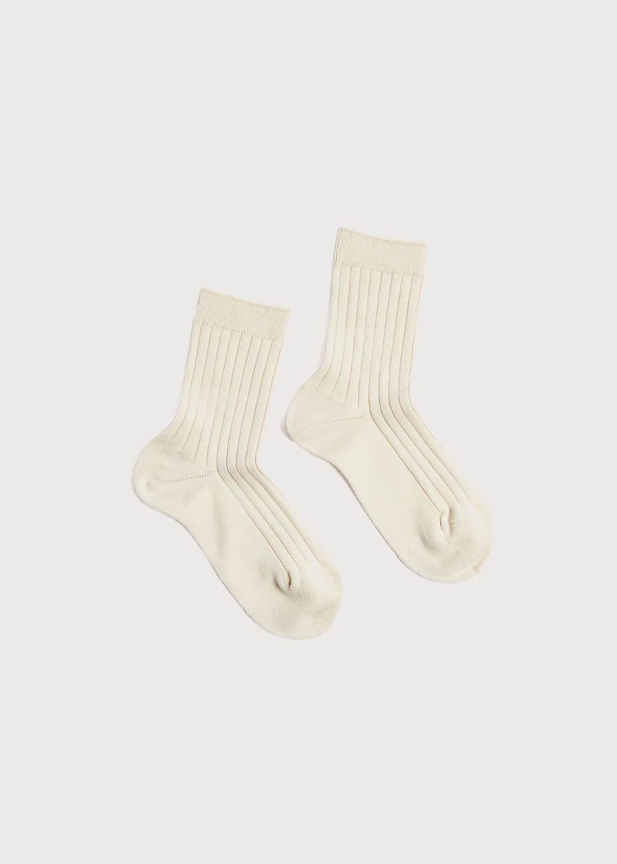 Ribbed Short Socks in Beige (0mths-10yrs) Socks from Pepa London US