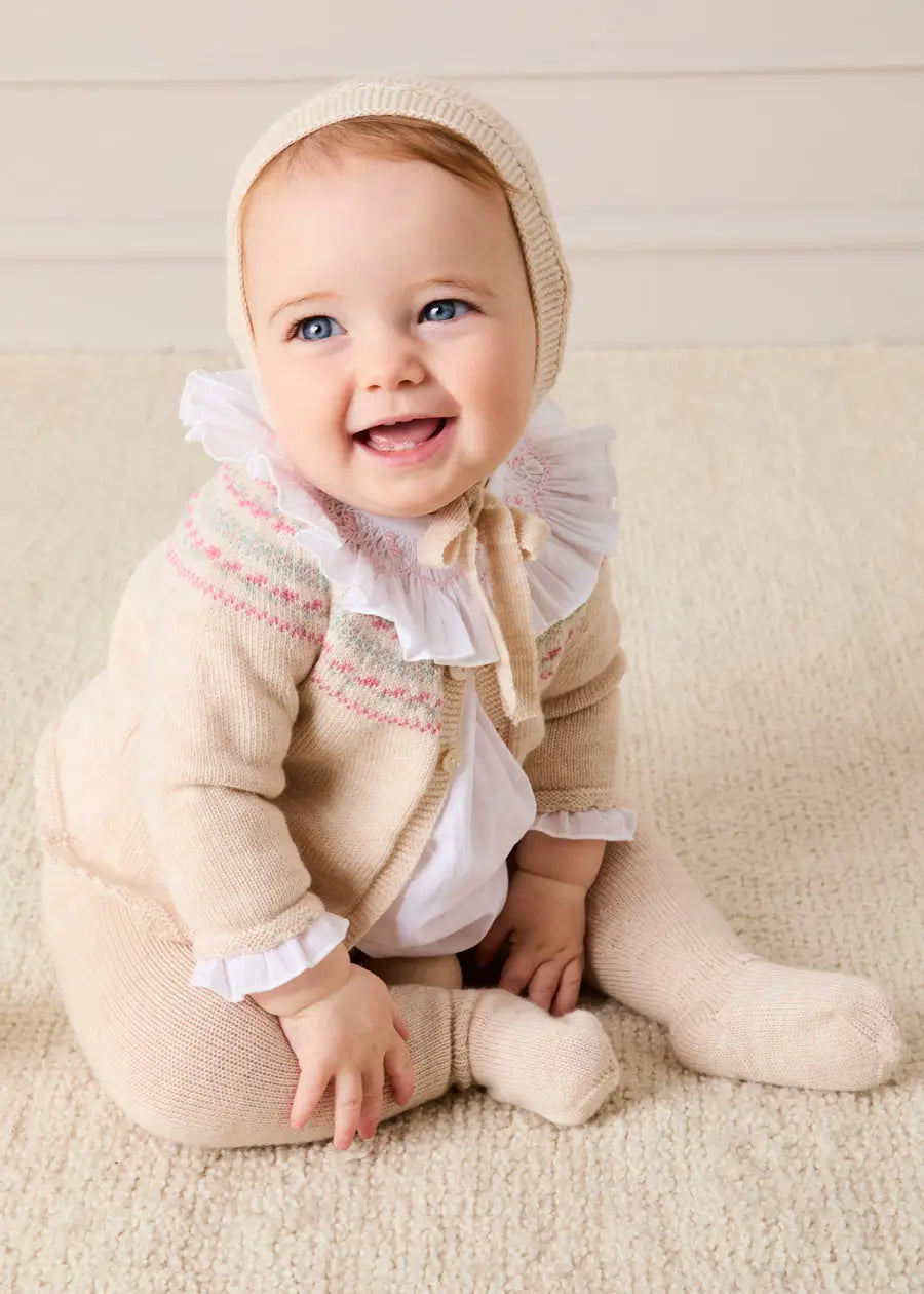 Fair Isle Jacquard Knitted Set in White (1mth-12mths) Knitted Sets from Pepa London US