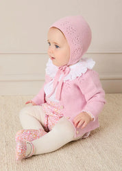 Nellie Floral Mary Jane Pram Shoes in Pink (17-2EU) Shoes from Pepa London US