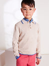 Polo Collar Stripe Sweater in Beige (12mths-10yrs) Knitwear from Pepa London US