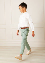 Cargo Pocket Trousers in Green (4-10yrs) Trousers  from Pepa London US