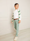 Striped Cable Knit Jumper in Green (4-10yrs) Knitwear  from Pepa London US