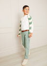 Striped Cable Knit Jumper in Green (4-10yrs) Knitwear  from Pepa London