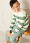 Striped Cable Knit Jumper in Green (4-10yrs) Knitwear  from Pepa London US