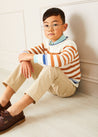 Striped Crewneck Jumper in Camel (12mths-10yrs) Knitwear from Pepa London US