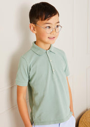 Plain Short Sleeve Polo Top in Green (2-10yrs) TOPS & BODYSUITS from Pepa London