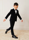 Velvet Three Button Blazer Jacket In Black (4-10yrs) COATS  from Pepa London US