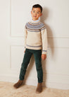 Fair Isle Merino Wool Jumper In Beige (4-10yrs) KNITWEAR from Pepa London US