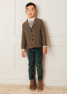 Check Tweed Three Button Blazer Jacket In Brown (4-10yrs) COATS  from Pepa London US