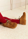 Suede Oxford Baby Booties in Brown (20-24EU) Shoes  from Pepa London US