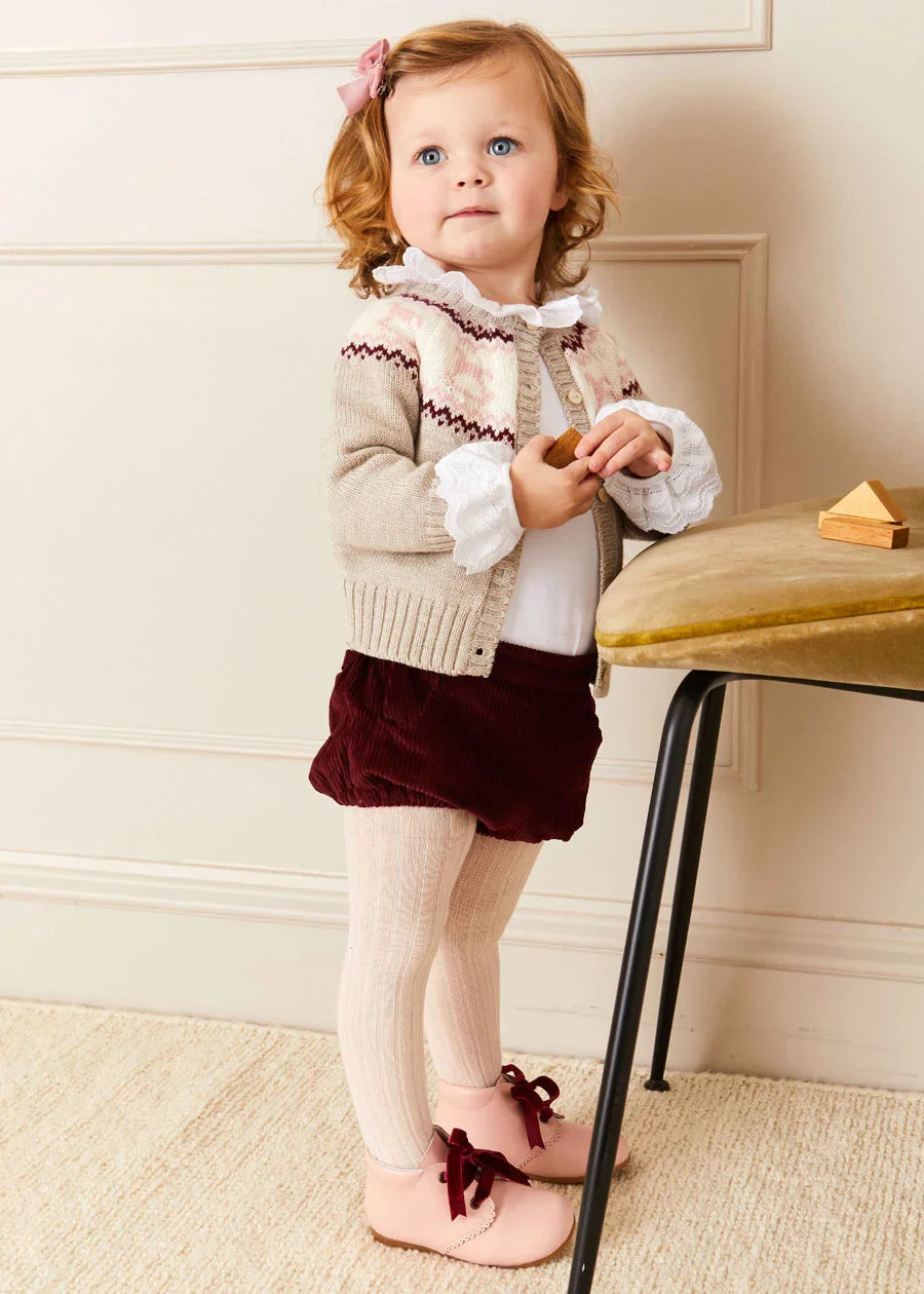 Corduroy Button Bloomers in Burgundy (3mths-3yrs) Bloomers from Pepa London US