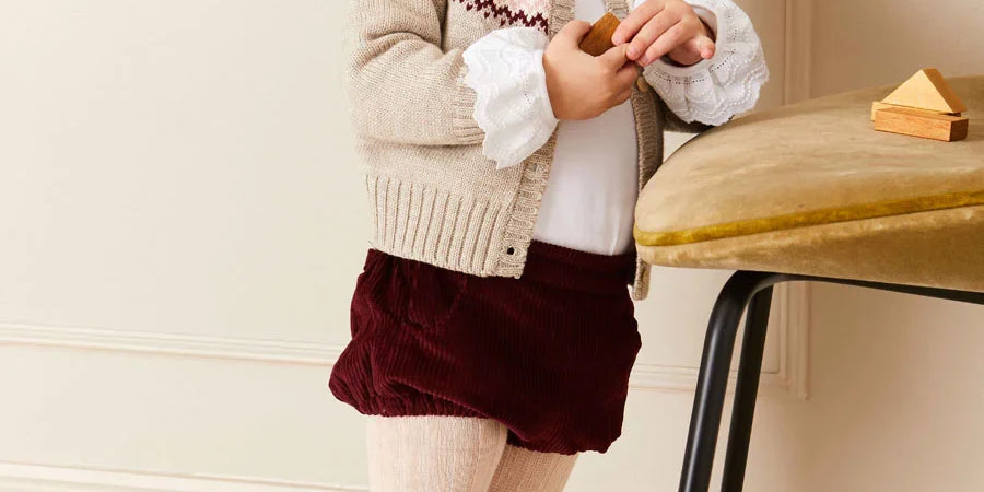 Corduroy Button Bloomers in Burgundy (3mths-3yrs) BLOOMERS from Pepa London US