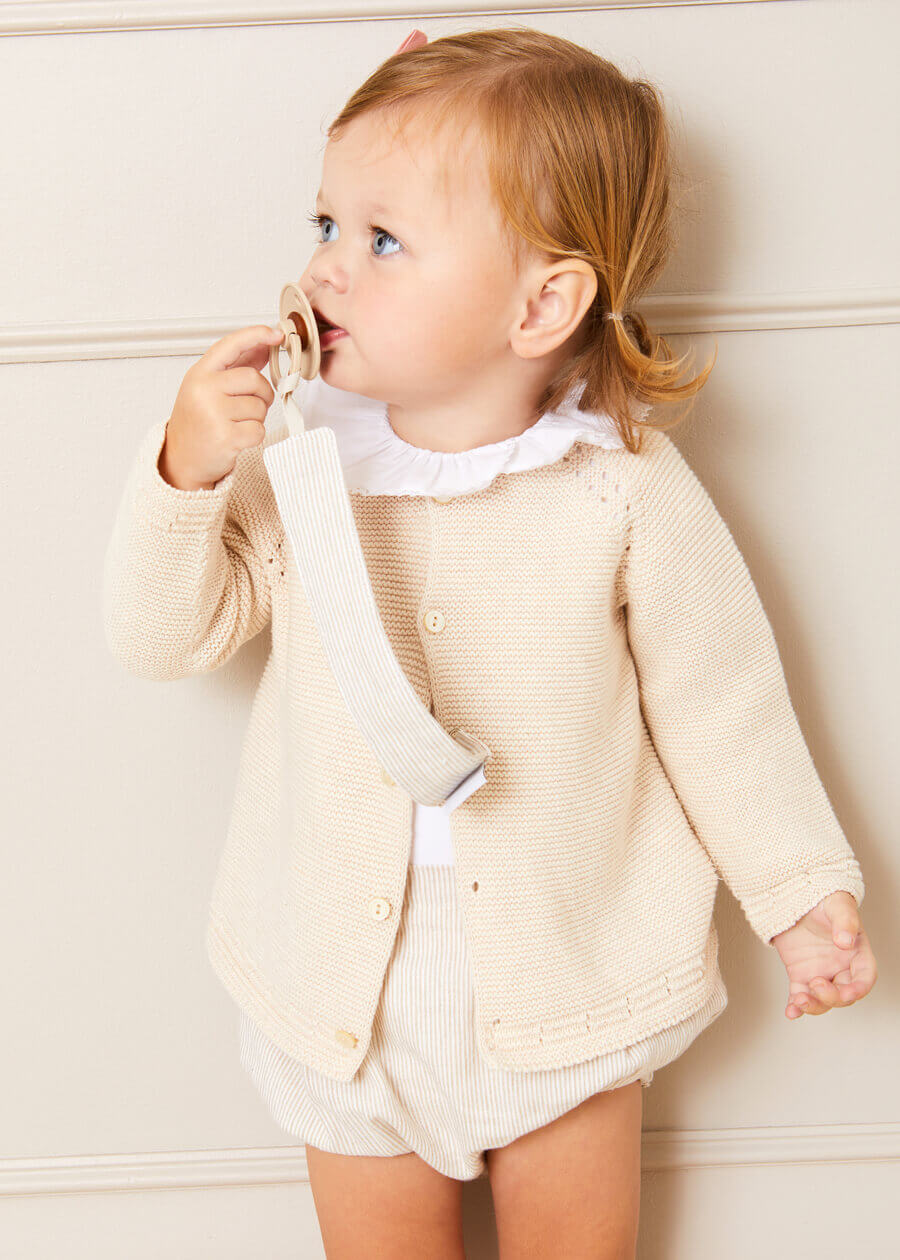 Striped Clip Dummy in Beige ACCESSORIES from Pepa London US